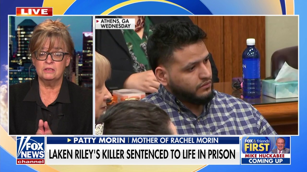 Patty Morin, whose daughter Rachel was murdered by a suspect in the country illegally, reacts to the convicted killer of Georgia nursing student Laken Riley being sentenced to life without parole.