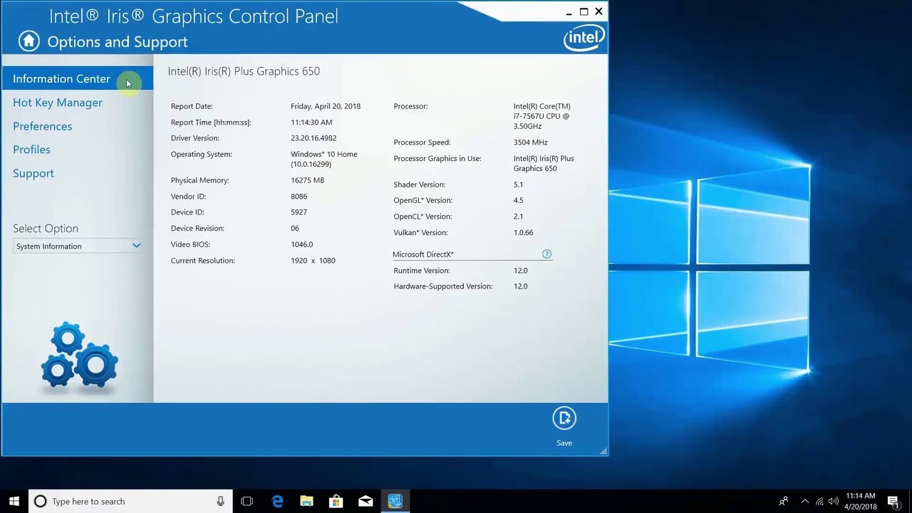 does intel iris graphics 6100 1536 mb support opengl 4.1