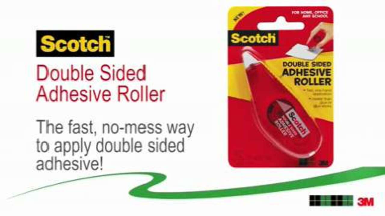 Double-Sided Adhesive Roller 0.3 x 49 ft, Dries Clear 