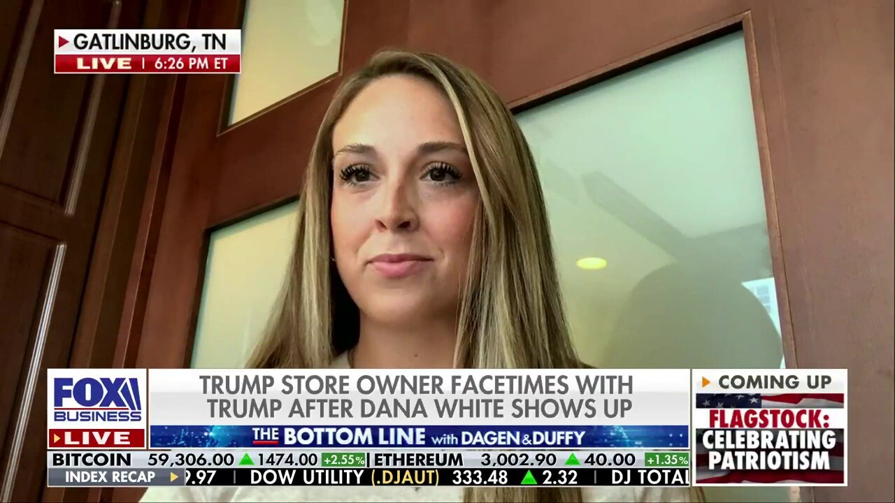 The Trump Store owner Keyan Wilson discusses the viral video of UFC CEO Dana White walking into the store while FaceTiming former President Trump on ‘The Bottom Line.’