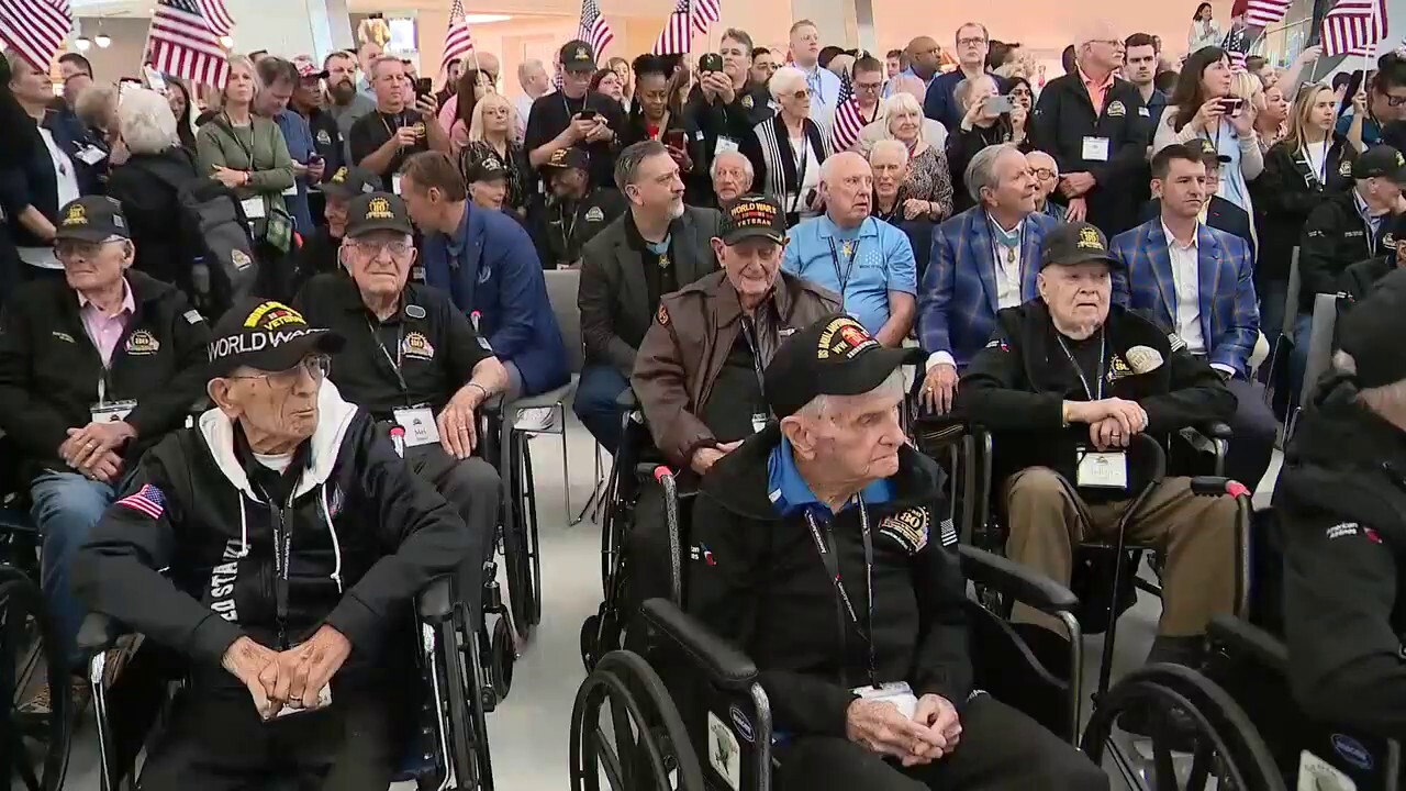Gary Sinise, founder of his namesake foundation, gives a tribute to 70 World War II veterans selected by American Airlines to fly to Normandy for the 80th anniversary of D-Day, the greatest seaborne invasion operation in history. (Credit: KDFW)