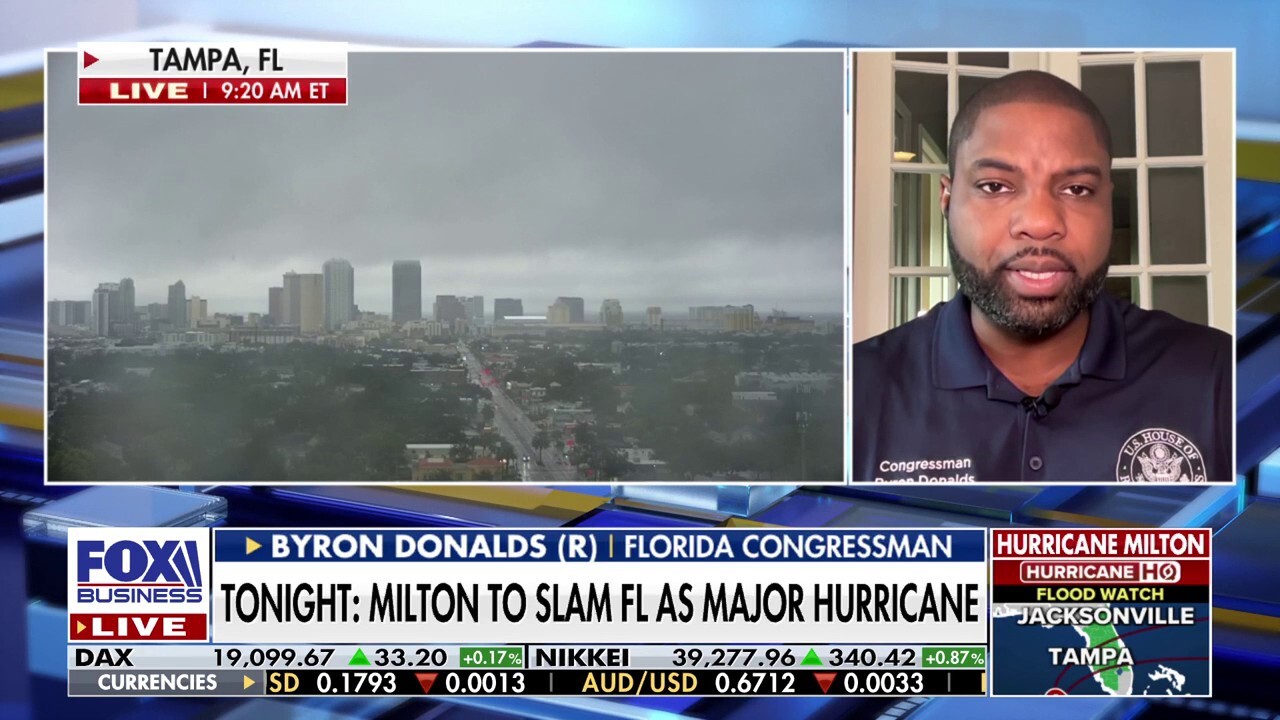 Rep. Byron Donalds, R-Fla., discusses the potential impact of Hurricane Milton after Tampa's mayor told residents to evacuate on 'Varney & Co.'