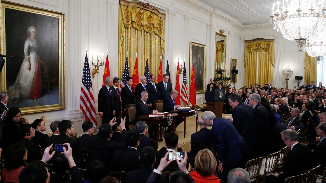 Trump recognizes prominent CEOs, business leaders in attendance for US-China trade deal signing 