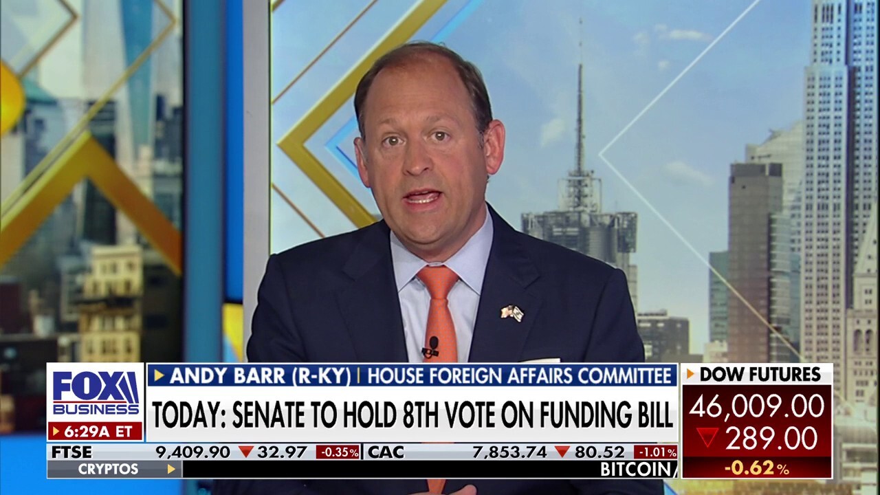 Rep. Andy Barr, R-Ky., joins ‘Mornings with Maria’ to blast Democrats for fueling the shutdown to please the far left, praise President Donald Trump’s tough China tariffs and warn politics is hurting U.S. workers and the economy.