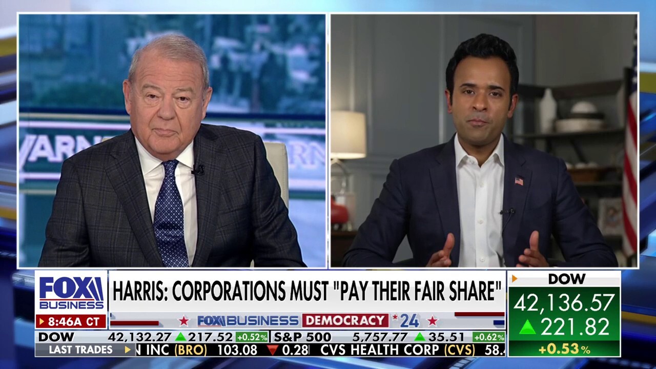 Former 2024 Republican presidential candidate Vivek Ramaswamy weighs in on Vice President Harris' corporate tax plan as she calls for corporations to pay their fair share and Iran's attempts to assassinate former President Trump. 