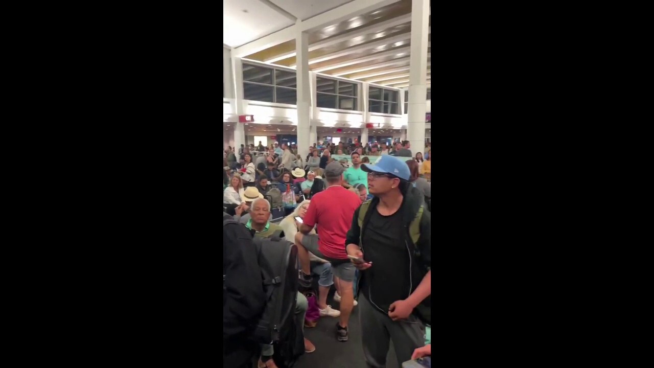 Alaska Airlines grounded flights due to a tech outage for three hours, causing crowding at Seattle-Tacoma Airport late Sunday. (Anita Kissee/Storyful)