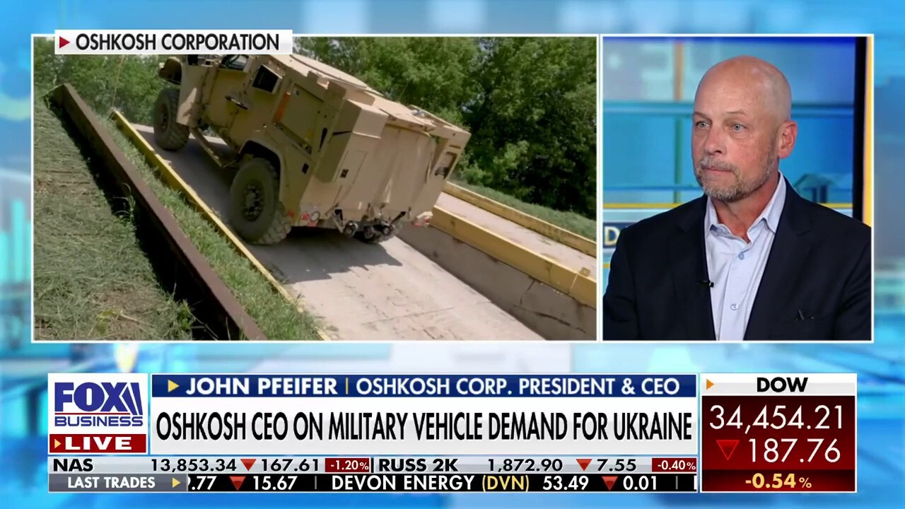 Oshkosh Corporation President and CEO John Pfeifer discusses military vehicle demand after the U.S. announced another $1 billion aid package for Ukraine on 'The Claman Countdown.'
