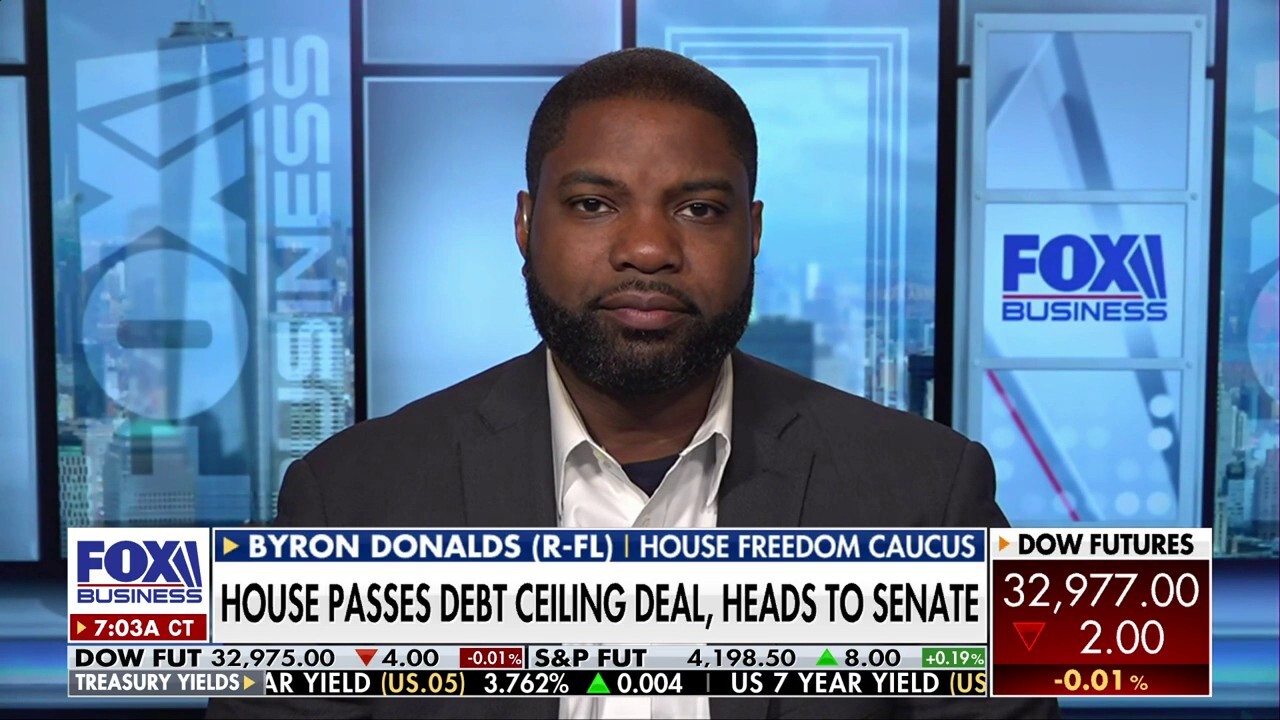 Rep. Byron Donalds, R-Fla., joined ‘Mornings with Maria’ to discuss the House passing Speaker McCarthy's debt ceiling deal as the default date swiftly approaches.