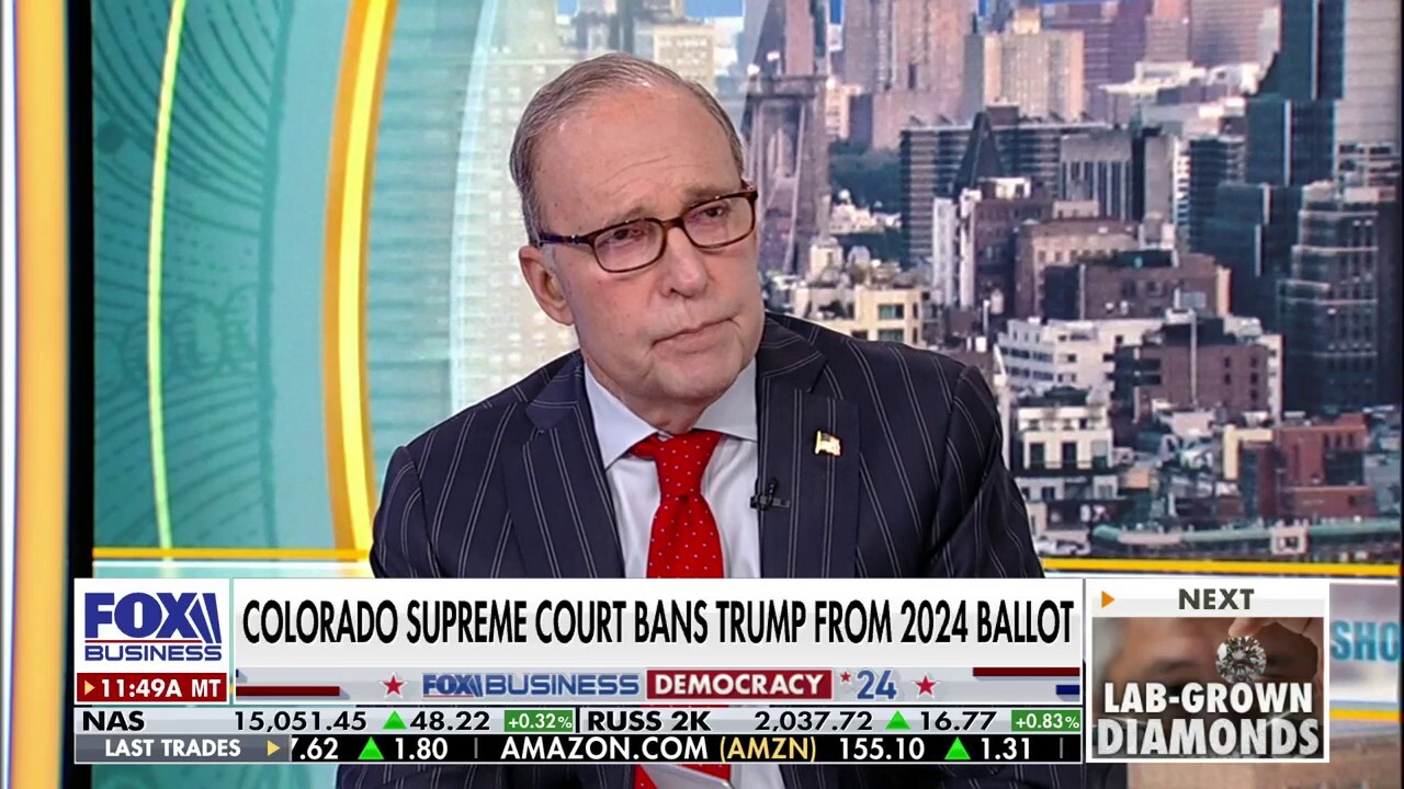 Fox Business’ Larry Kudlow reacts to economist Harry Dent saying that the ‘biggest crash of our lifetime’ is coming in 2024 and Colorado’s Supreme Court banning Trump from the presidential ballot.