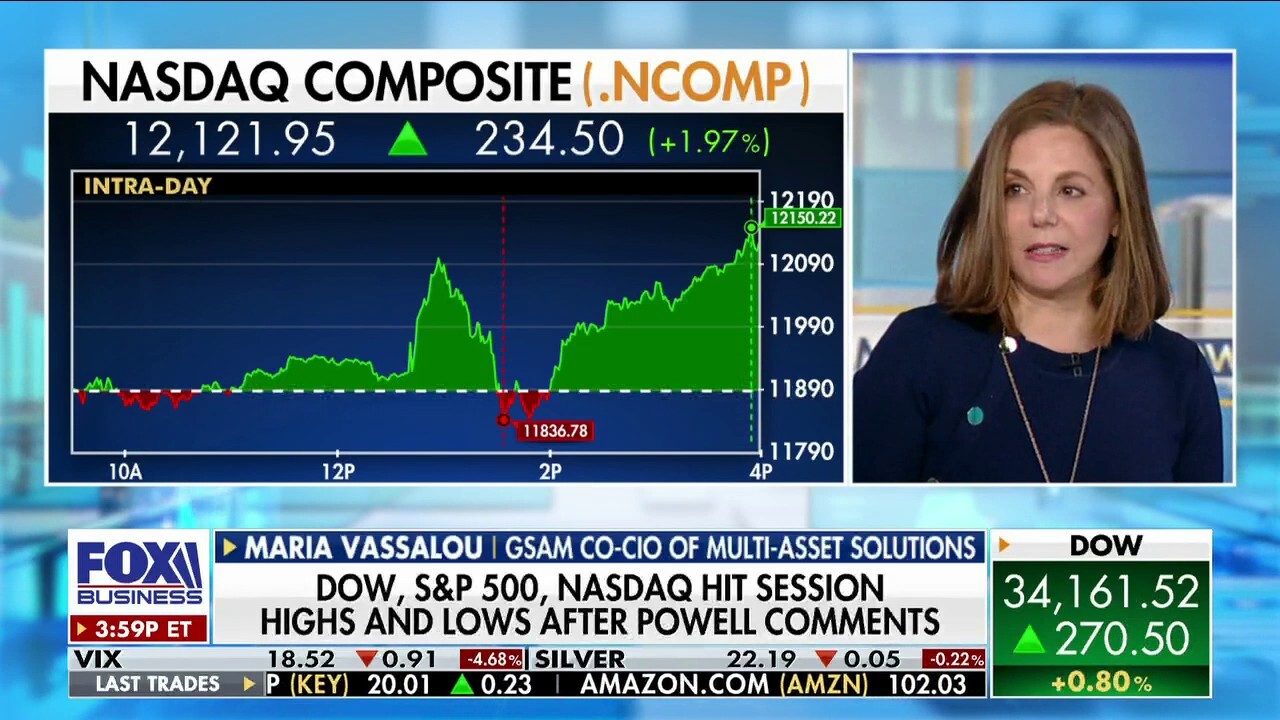 GSAM co-CIO of multi-asset solutions Maria Vassalou reacts to Fed Chair Jerome Powell saying the process of reducing inflation will take time and won't be smooth on 'The Claman Countdown.'
