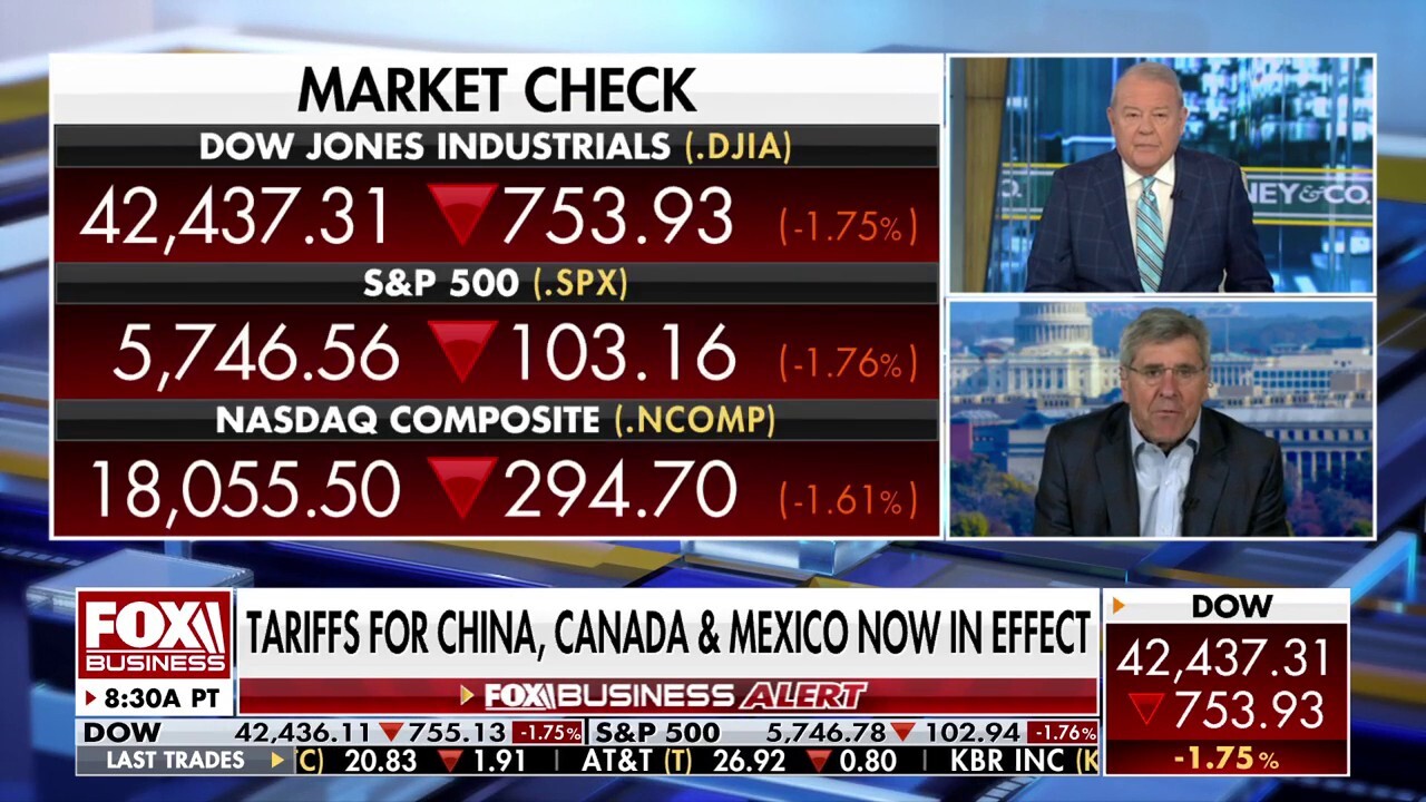 Economist Stephen Moore breaks down the economic impact as Trump tariffs on Canada, China and Mexico take effect, as well as the president's corporate tax rate idea.