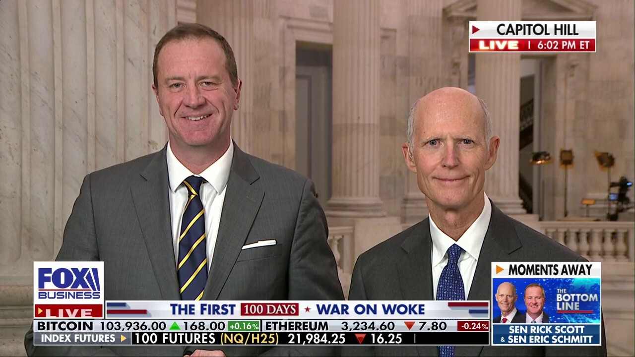 Sens. Rick Scott, R-Fla., and Eric Schmitt, R-Mo., give their take on federal DEI offices shutting down under the Trump administration on ‘The Bottom Line.’