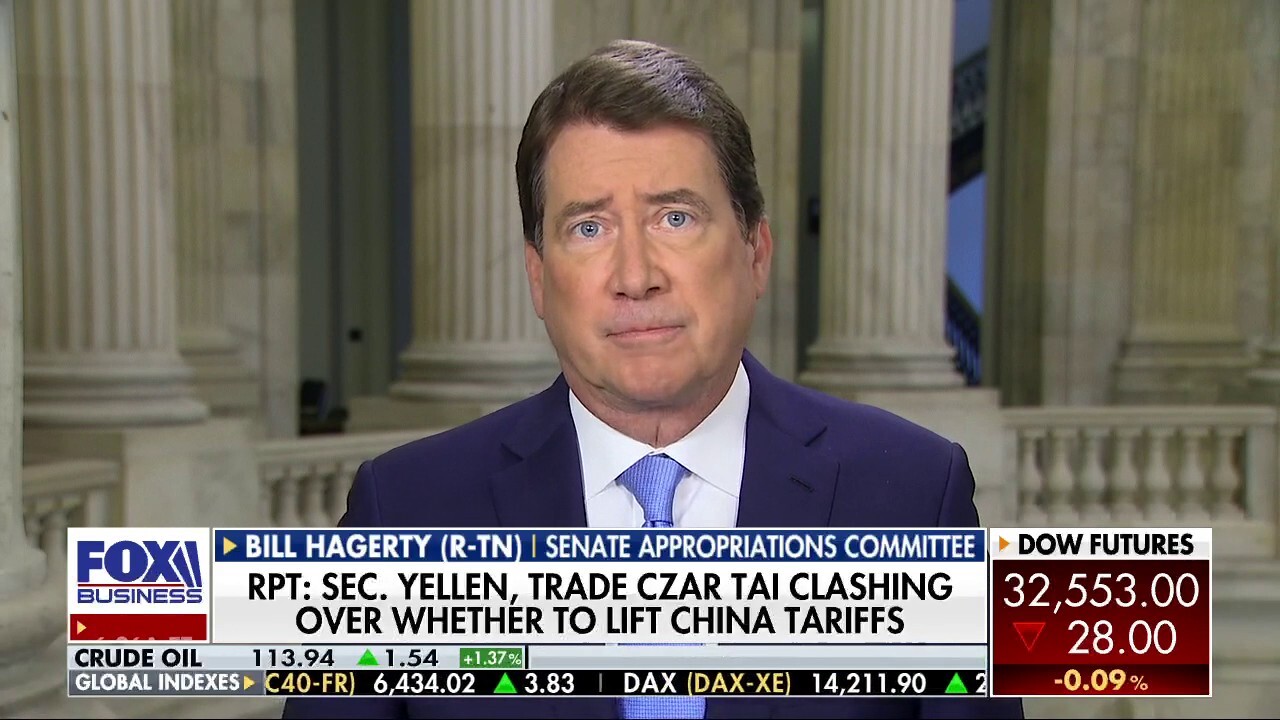 Sen. Bill Hagerty, R-Tenn., discusses President Biden’s ‘misguided policy’ regarding the removal of Chinese tariffs.