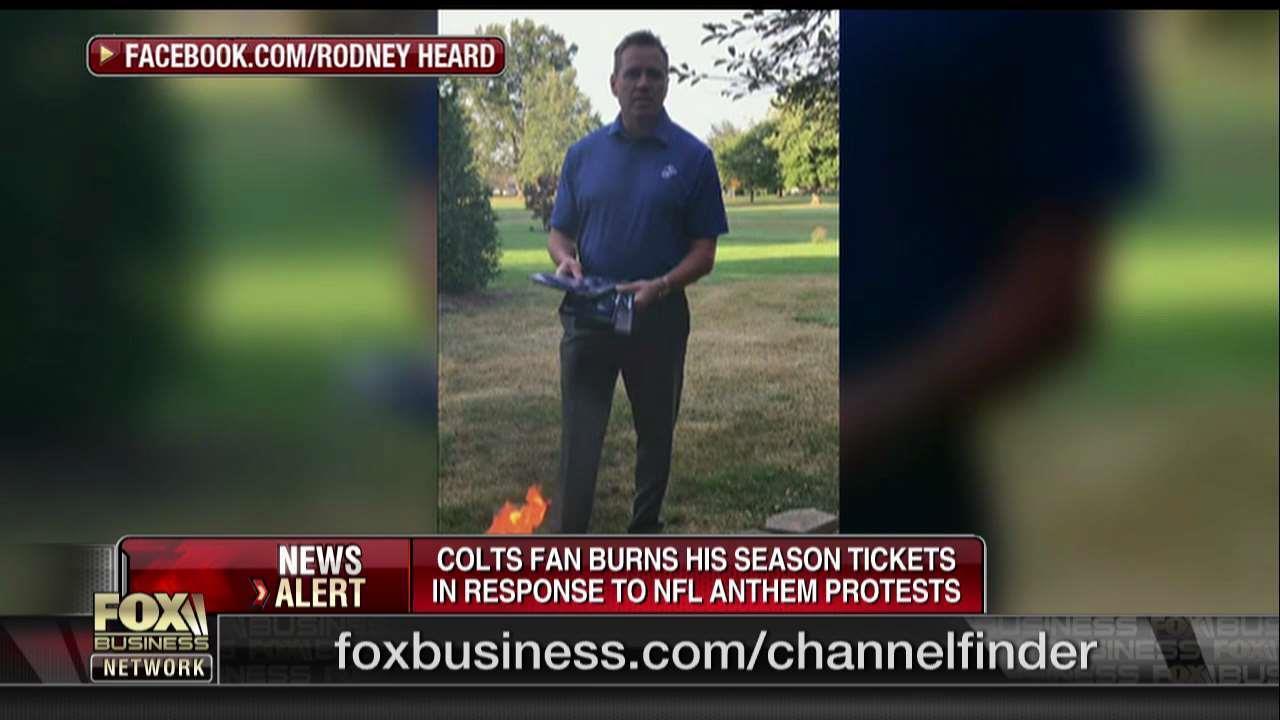 NFL fan burns his season tickets over anthem protests