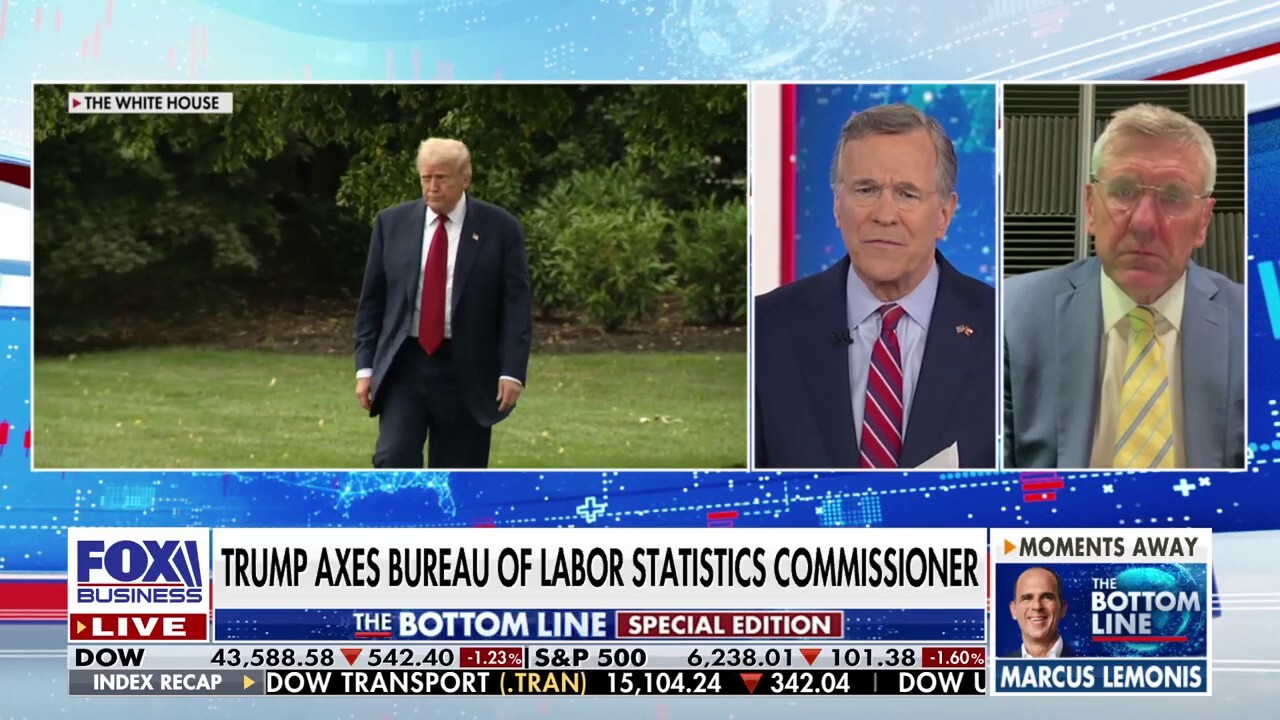 Former senior economic advisor Stephen Moore discusses President Donald Trump’s termination of Bureau of Labor Statistics commissioner and more on ‘The Bottom Line.’