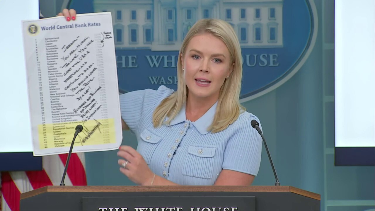 White House Press Secretary Karoline Leavitt said Monday during the press briefing that President Donald Trump sent a letter to Fed chair Jerome Powell showing lower interest rates in other nations. 