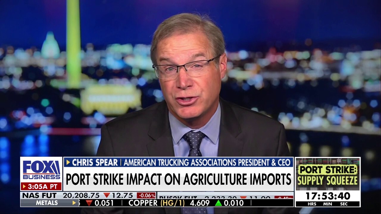 American Trucking Associations President and CEO Chris Spear analyzes the short and long-term macroeconomic impacts as dockworker strikes could disrupt major shipping ports on the East Coast.