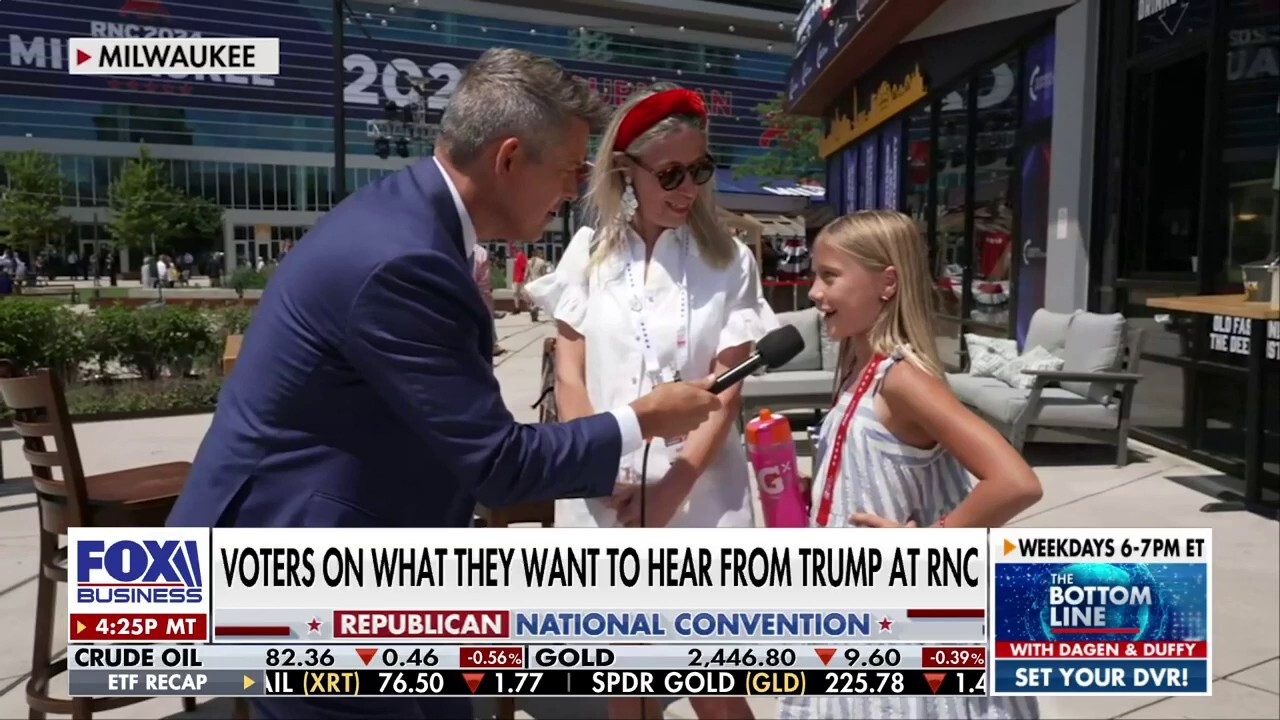 ‘The Botton Line’ host Sean Duffy speaks with voters at the Republican National Convention ahead of remarks from former President Trump.