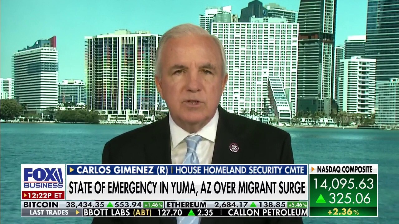 Rep. Carlos Gimenez, R-Fla., joined 'Cavuto: Coast to Coast' to discuss President Biden's dwindling support among Hispanic voters as the crisis at the border continues.