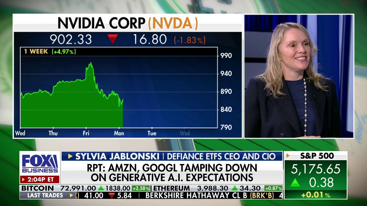 Defiance ETFs CEO and CIO Sylvia Jablonski reacts to reports saying Amazon and Google are tamping down their generative A.I. expectations on Making Money.