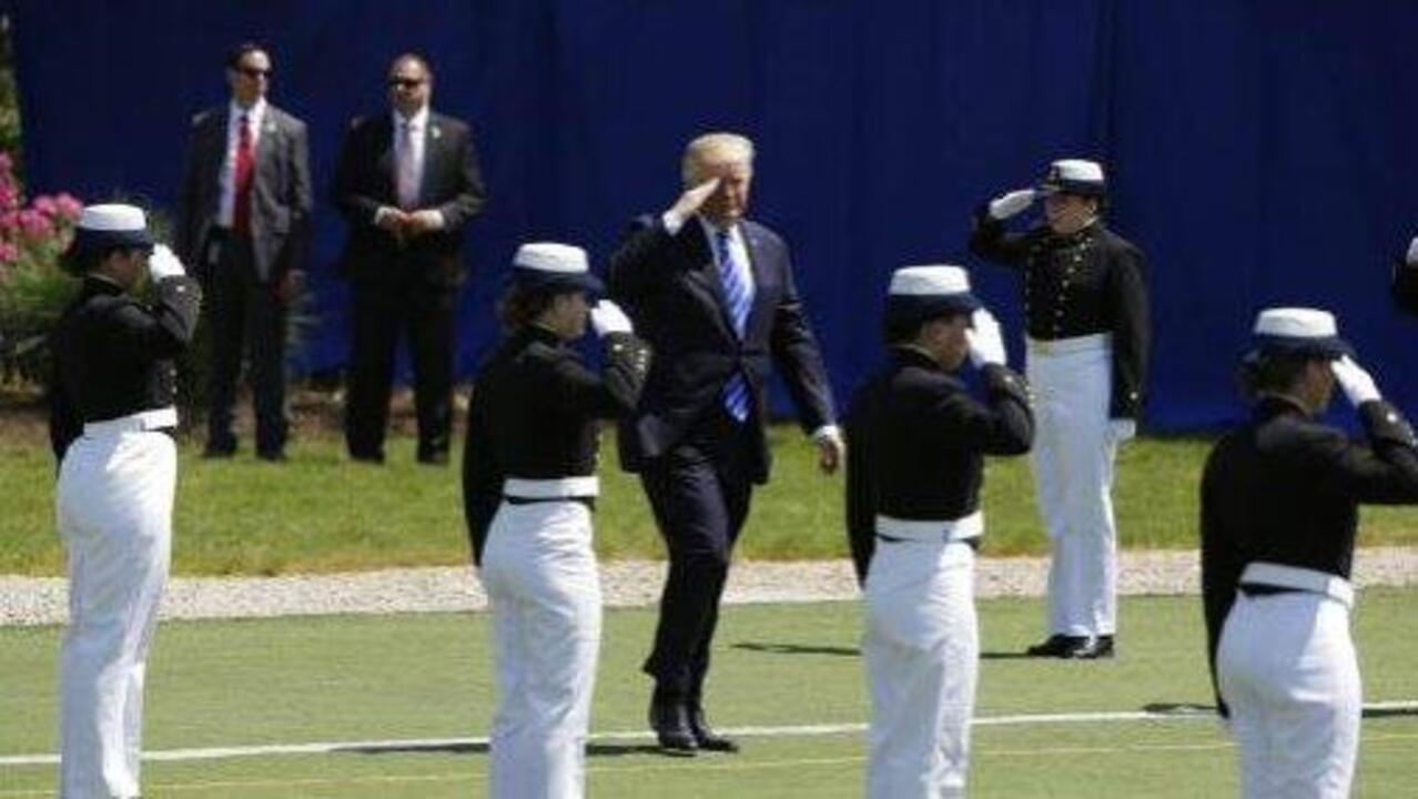 Trump slams media at Coast Guard commencement address
