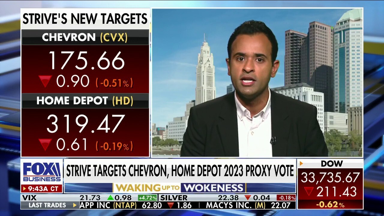 Strive Asset Management Executive Chairman Vivek Ramaswamy discusses concerns over energy and racial workplace policies at Chevron and Home Depot.