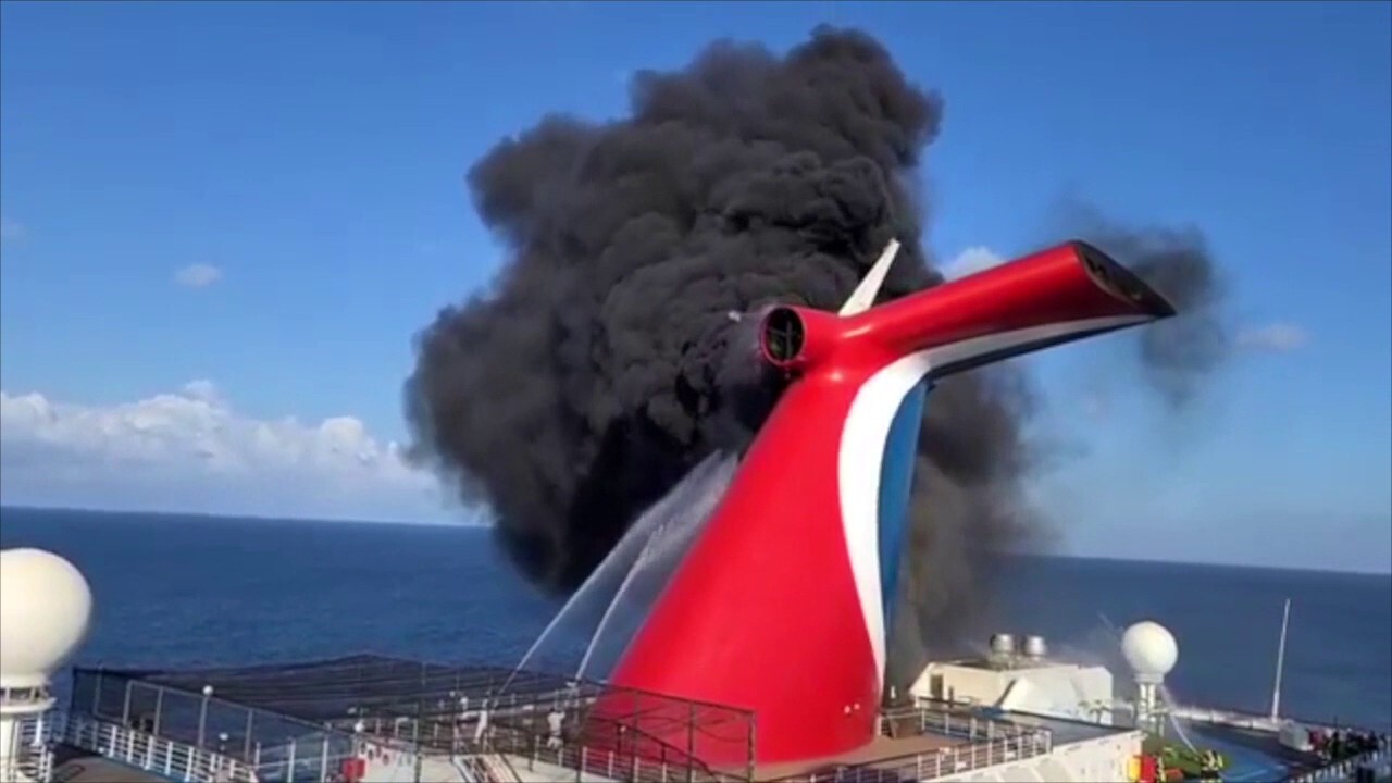Carnival Freedom cruise ship seen on fire at Grand Turk