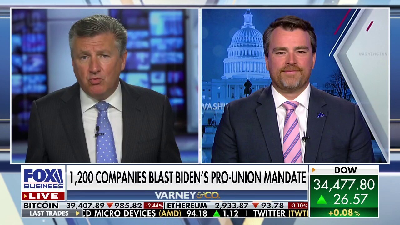 Associated Builders and Contractors Vice President Ben Brubeck argues Biden's executive order is going to steer contracts to unionized contractors at the expense of taxpayers.