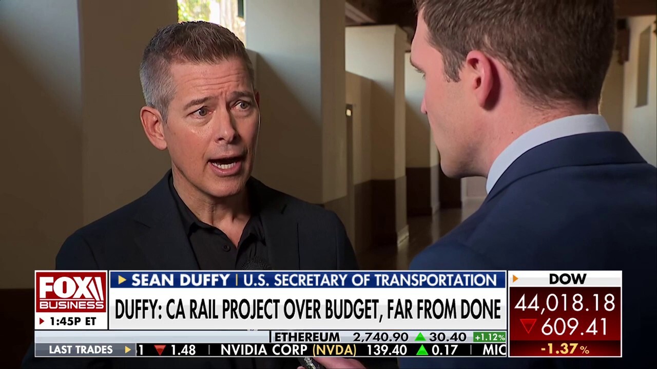 FOX Business' Grady Trimble speaks exclusively to Secretary of Transportation Sean Duffy about an over-budget, high-speed California rail project and ongoing FAA improvements.