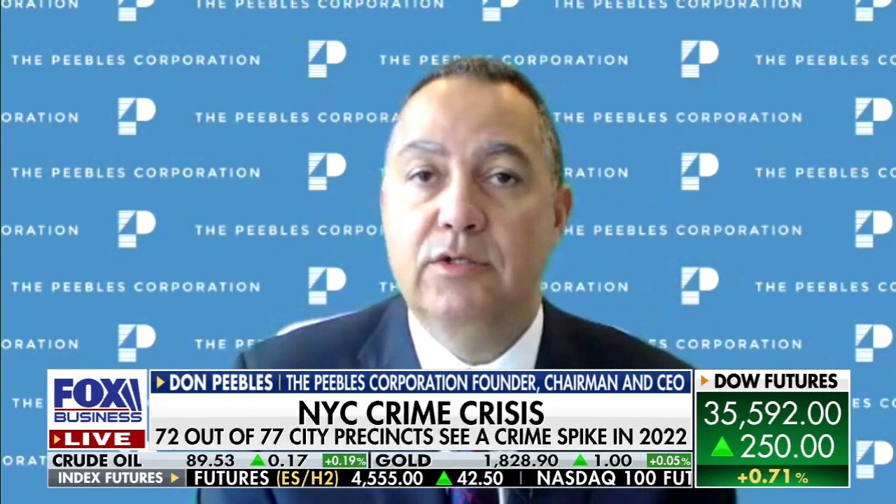 The Peebles Corporation founder, Chairman and CEO Don Peebles says New York City’s rising crime will prevent the city ‘coming back’ from the pandemic.