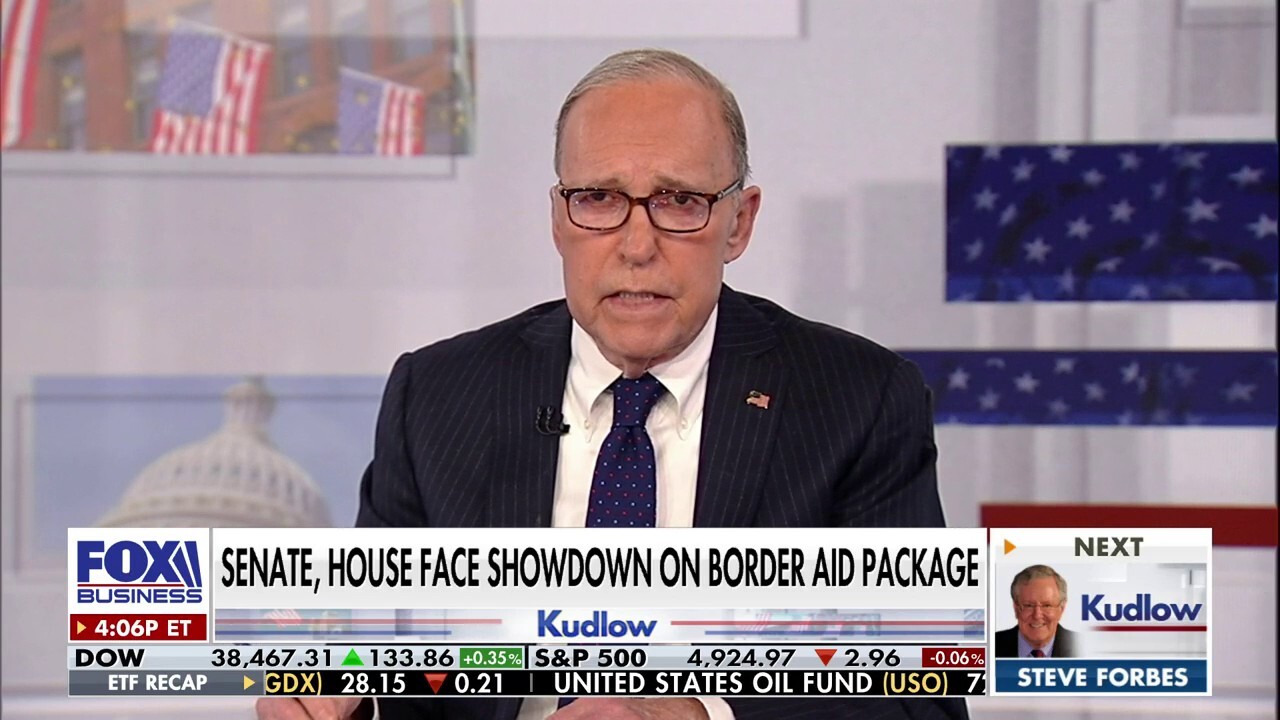 FOX Business host Larry Kudlow pleas to restore Trump-era border policies on 'Kudlow.'