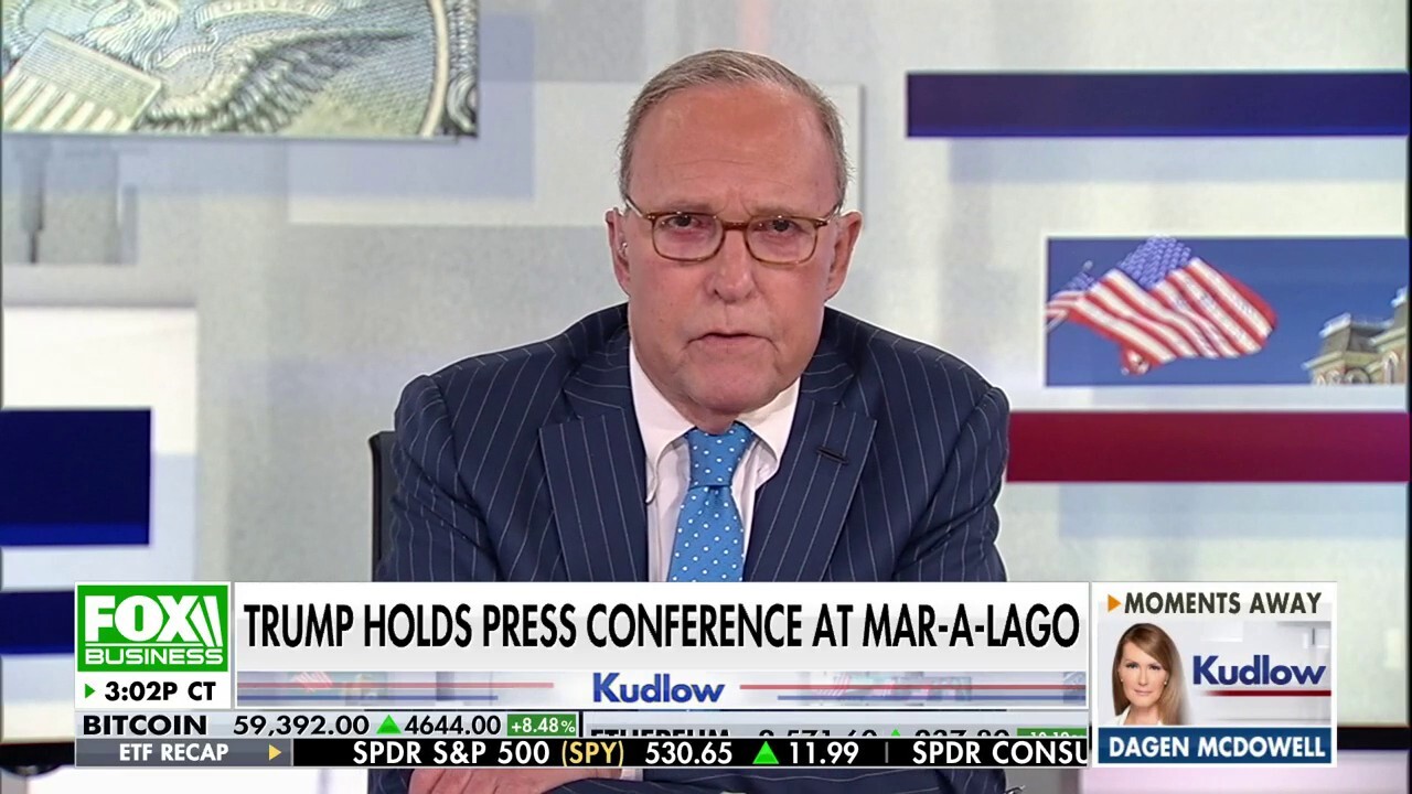 FOX Business host Larry Kudlow reacts to the former president's press conference in Mar-a-Lago on 'Kudlow.'