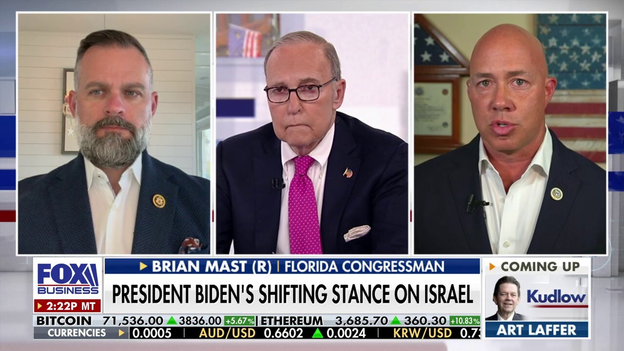  Florida Republican Reps. Cory Mills and Brian Mast break down how President Biden should respond to the Middle East war as anti-Israel agitators protest the president on 'Kudlow.'