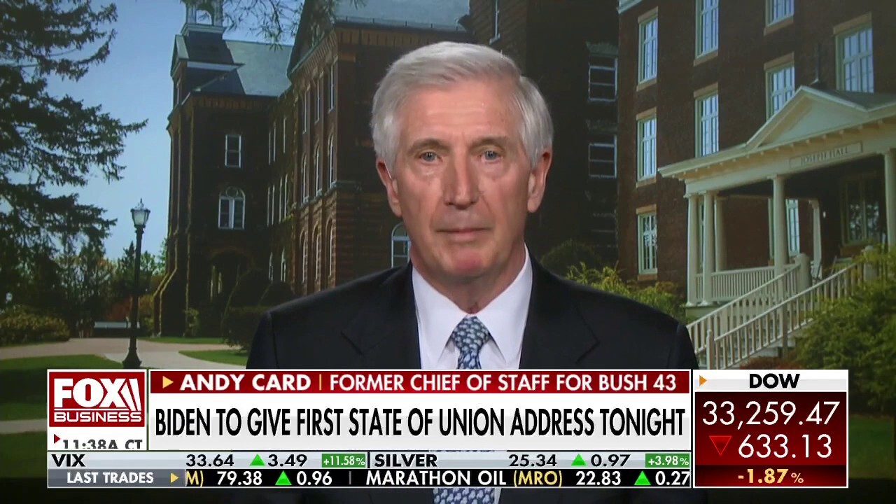 Former Bush 43 Chief of Staff Andy Card argues Biden is ‘not popular’ in the polls but suggests Americans ‘stand with’ the president ahead of the State of the Union address.