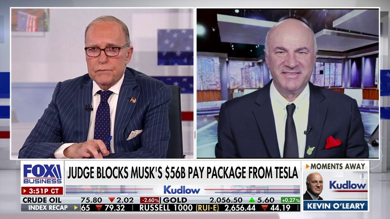 O'Leary Ventures chairman Kevin O'Leary reacts to a judge blocking Elon Musk's pay package from Tesla on 'Kudlow.'