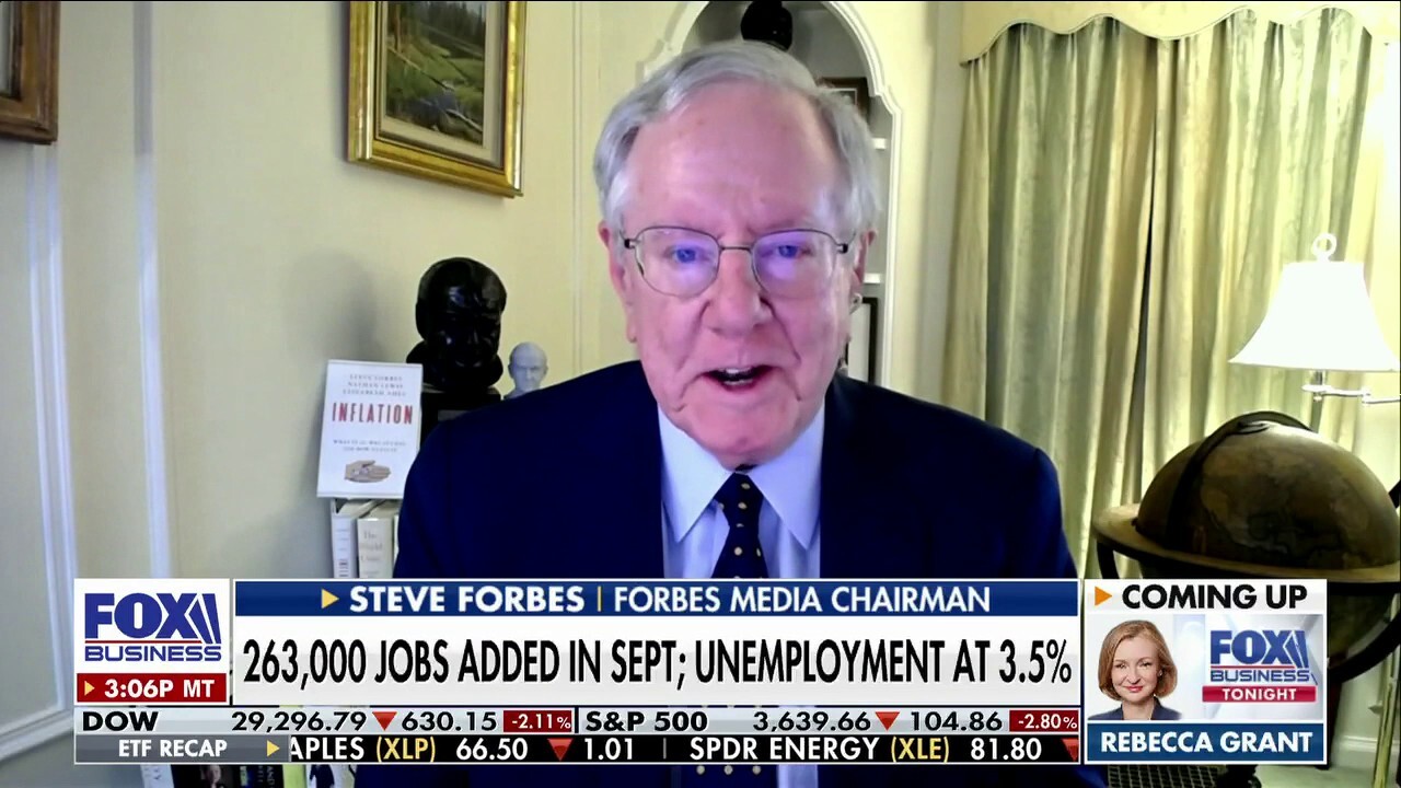 Forbes Media chairman Steve Forbes discusses the latest jobs report showing that 263,000 jobs were added in Sep. and unemployment at 3.5% on ‘Fox Business Tonight.’