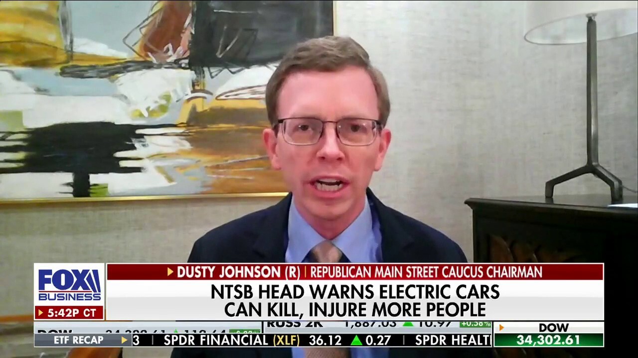 Rep. Dusty Johnson discusses how California Gov. Gavin Newsom is putting a pause on funding electric car push amid massive budget deficit on ‘The Evening Edit.’