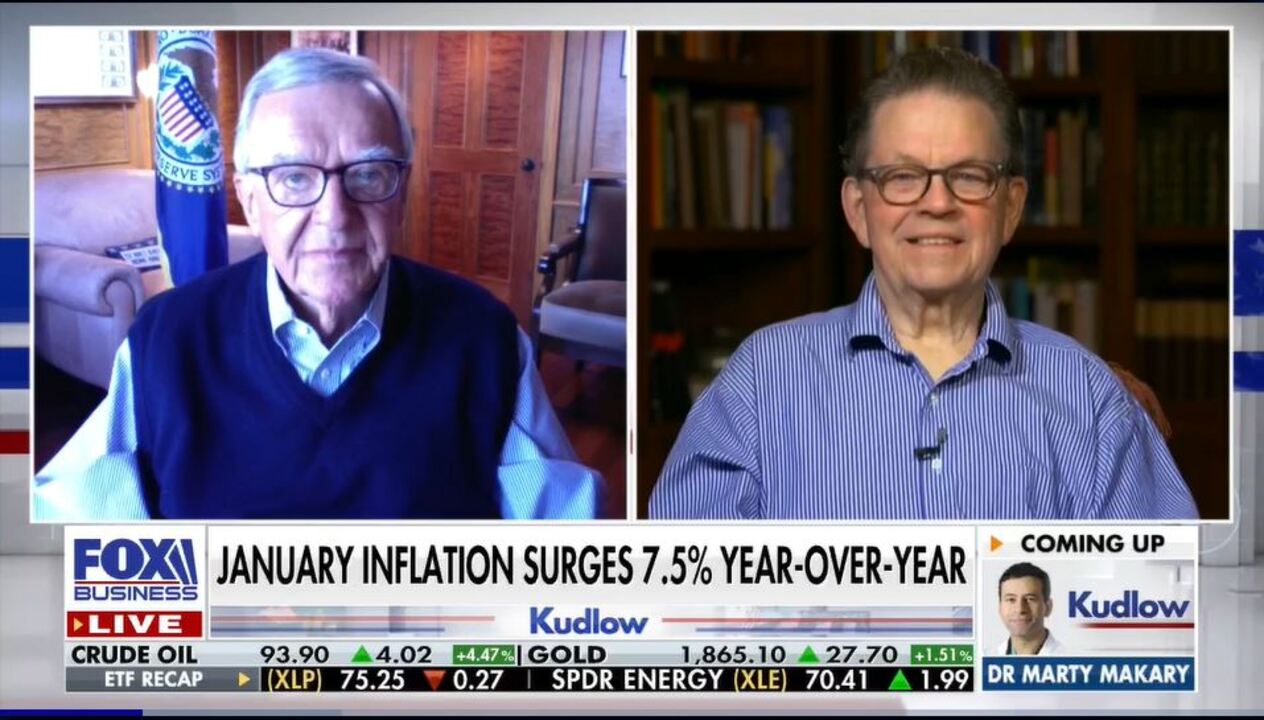 Former Federal Reserve governor Robert Heller and former Reagan economic adviser Art Laffer react to inflation surging 7.5% on 'Kudlow.'