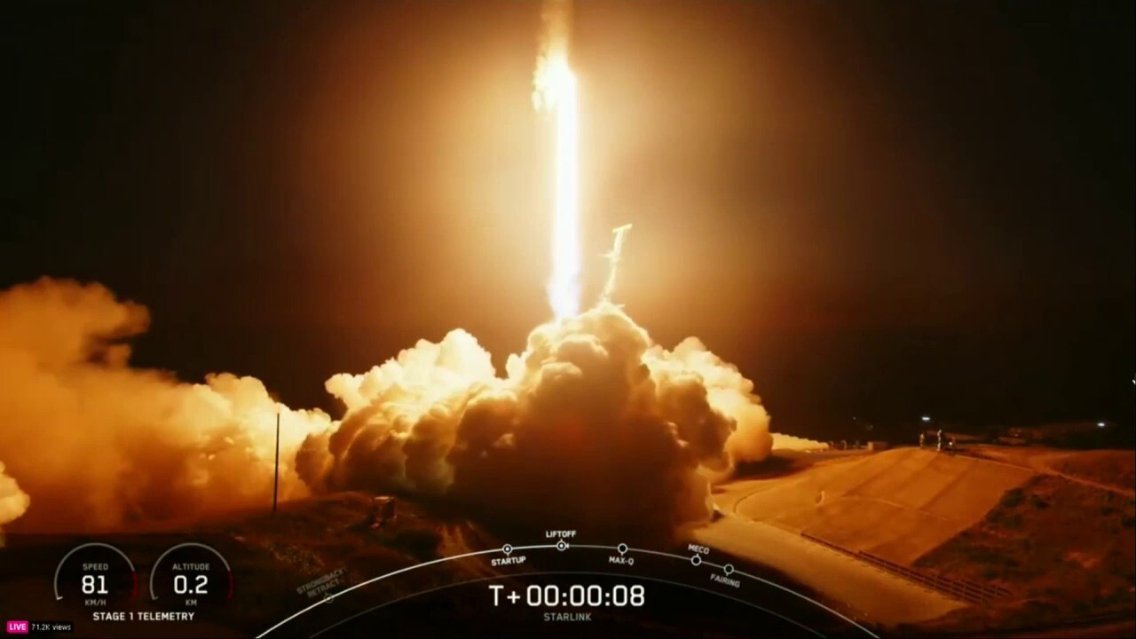 SpaceX launched a Falcon 9 rocket carrying 20 Starlink satellites into low earth orbit from Vandenberg Space Force Base in California on Tuesday. (SpaceX)