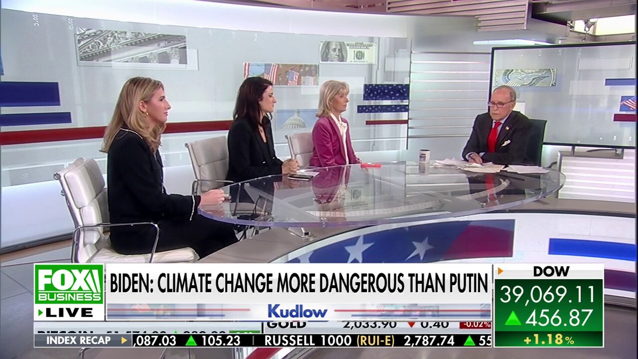Fox News contributor Liz Peek, National Review reporter Caroline Downey and author Batya Ungar-Sargon react to President Biden claiming climate change is worse than nuclear bombs on 'Kudlow.'