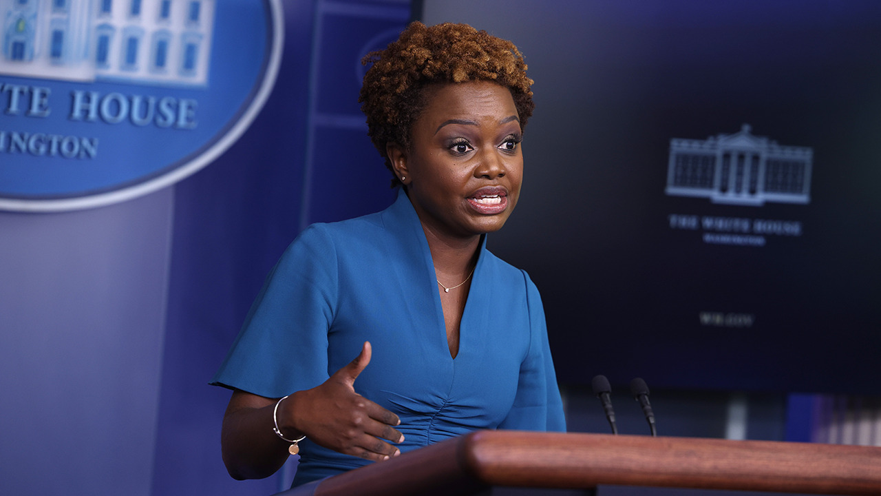 White House deputy press secretary Karine Jean-Pierre holds a briefing ...