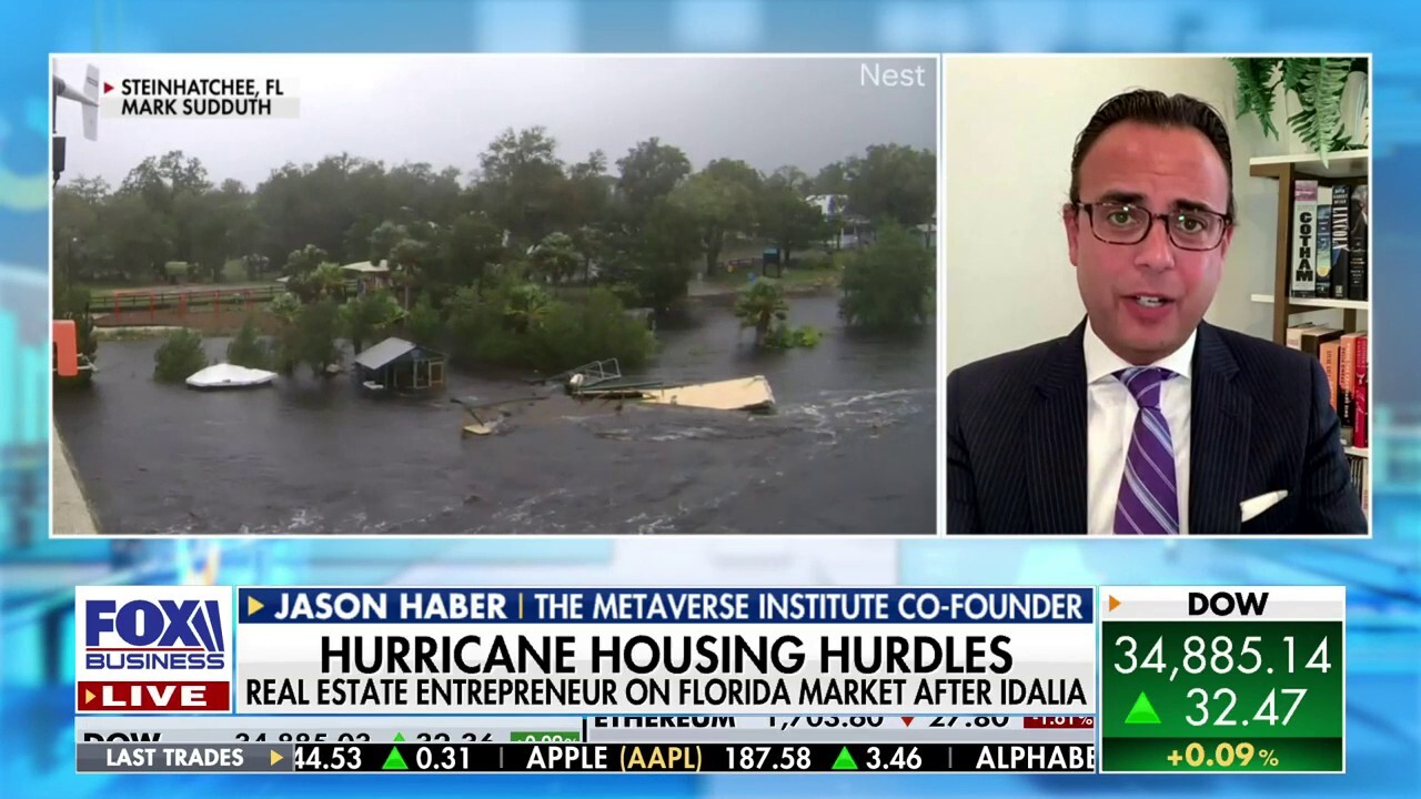The Metaverse Institute co-founder Jason Haber discusses the impact Hurricane Idalia could have on Florida's housing market and property value on 'The Claman Countdown.'