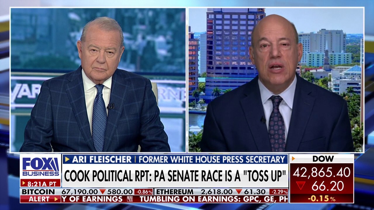 Former White House press secretary Ari Fleischer discusses the Harris campaign, a new poll that claims Pennsylvania is a toss up and Trumps McDonalds visit. 