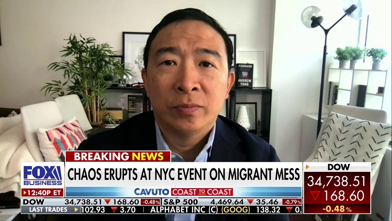 Former Democratic presidential candidate Andrew Yang discusses New Yorkers sounding off at a New York City event on the migrant crisis, a possible Biden, Trump rematch and a potential third party run. 