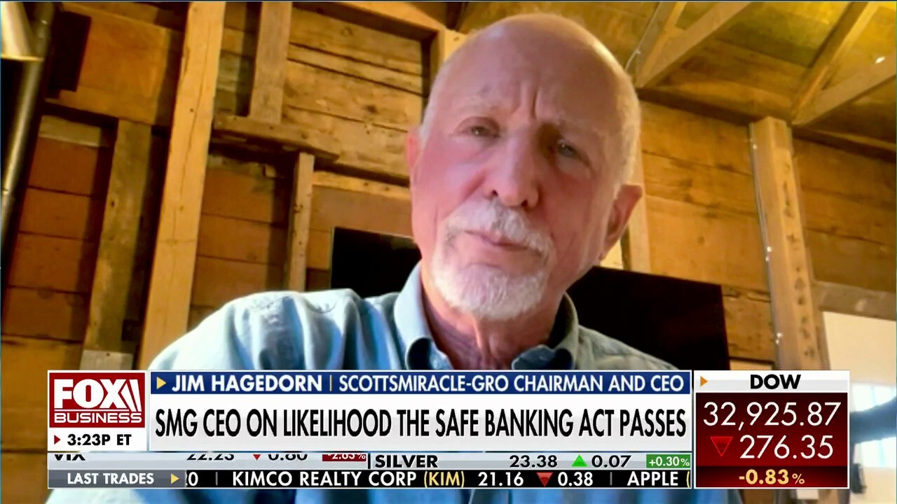 ScottsMiracle-Gro chairman and CEO James Hagedorn urges the passing of the SAFE Banking Act that would allow cannabis businesses to use banking services on 'The Claman Countdown.' 