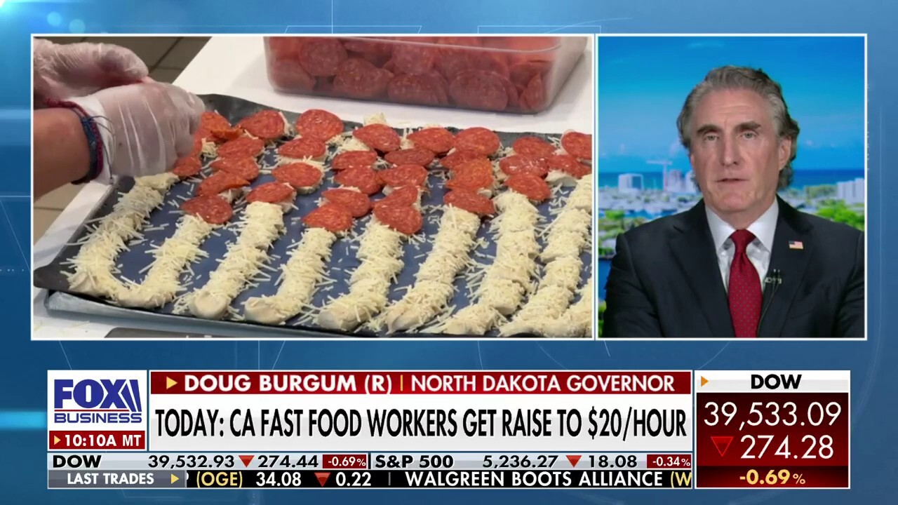North Dakota Gov. Doug Burgum argues California's new minimum wage law will affect every business in the state that deals with food on 'Cavuto: Coast to Coast.'