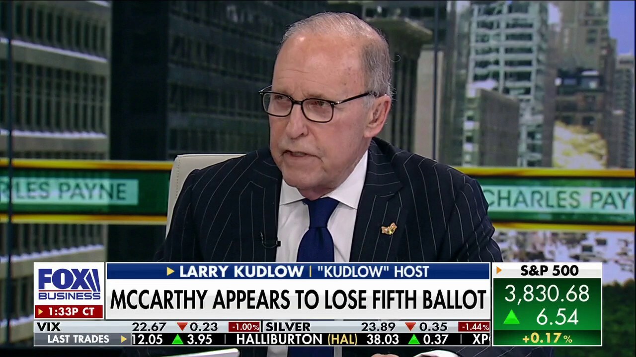FOX Business host Larry Kudlow reacts to the omnibus bill, Sen. Mitch McConnell's photo-op with Biden and Rep. Kevin McCarthy's struggle to win his House speaker bid on 'Making Money.'