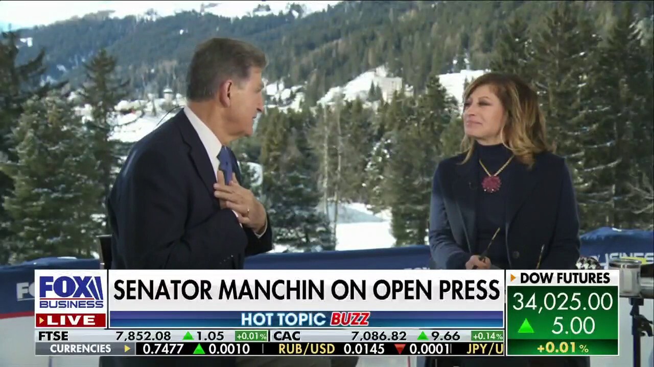 Sen. Joe Manchin, D-W.V.,  told FOX Business' Maria Bartiromo that he is 'totally' apologetic for saying the 'open press system' is a 'problem' while speaking on a Davos panel. 
