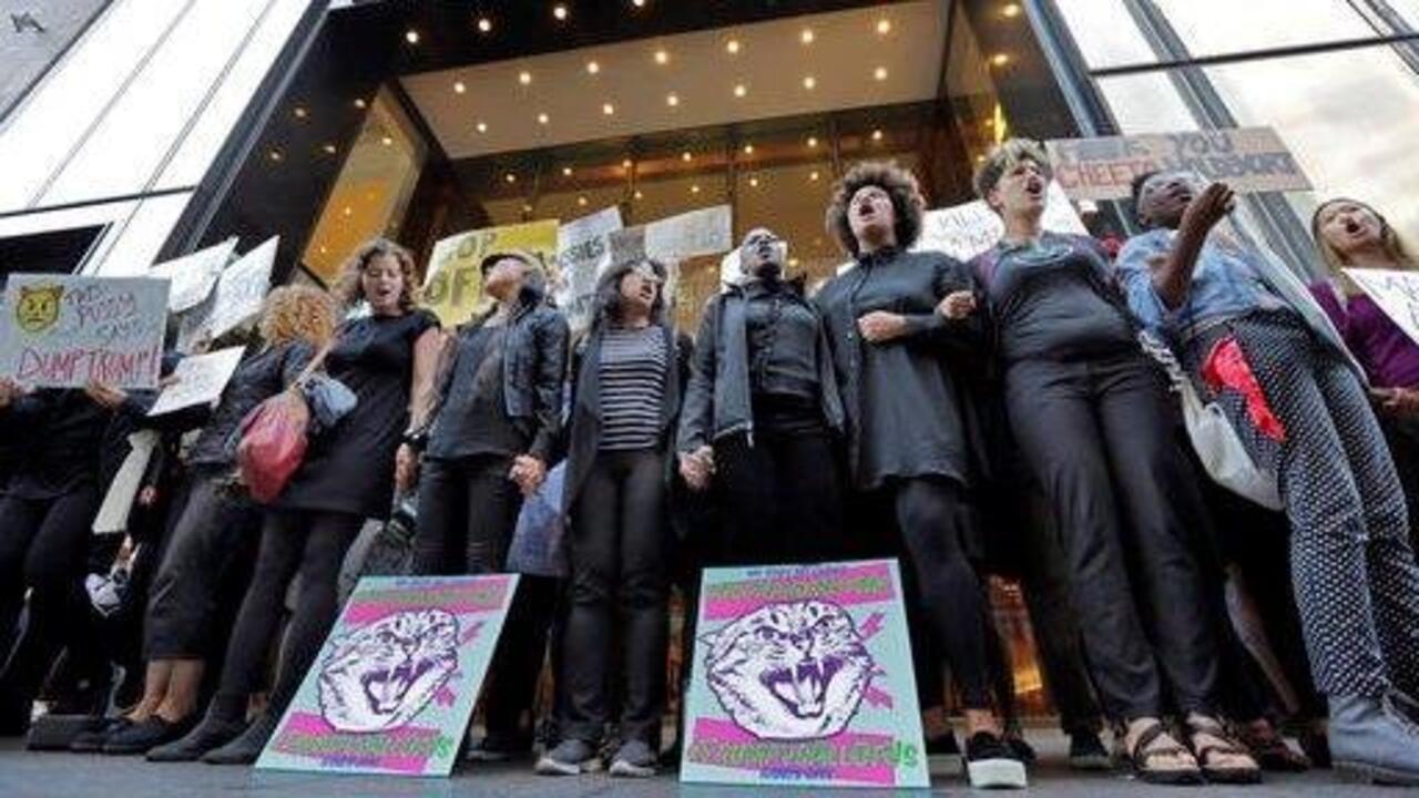 Women protest outside Trump Tower 