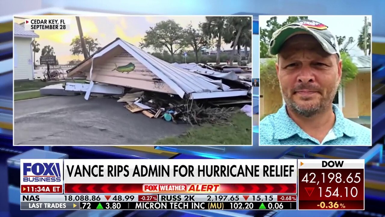 Cedar Key, Florida resident Michael Presley Bobbitt tells Stuart Varney about the on-the-ground experience in his area following Hurricane Helene's devastation and how the federal response has been.